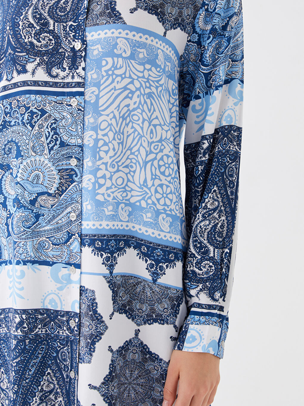 Lacivert Desenli Kadın Gömlek Tunik-3