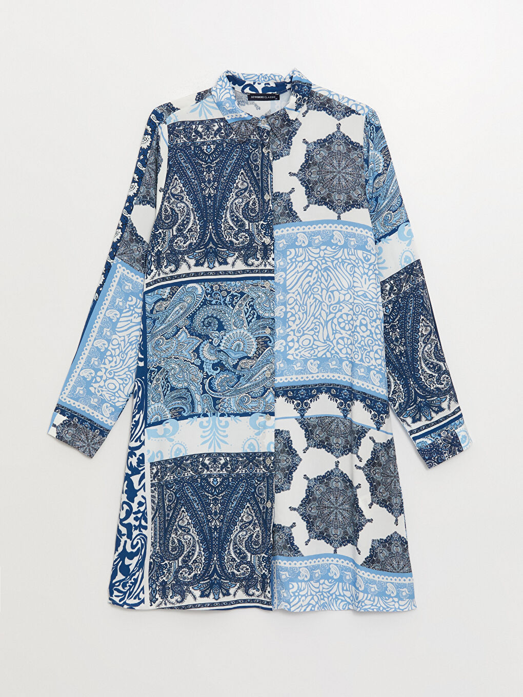 Lacivert Desenli Kadın Gömlek Tunik-5