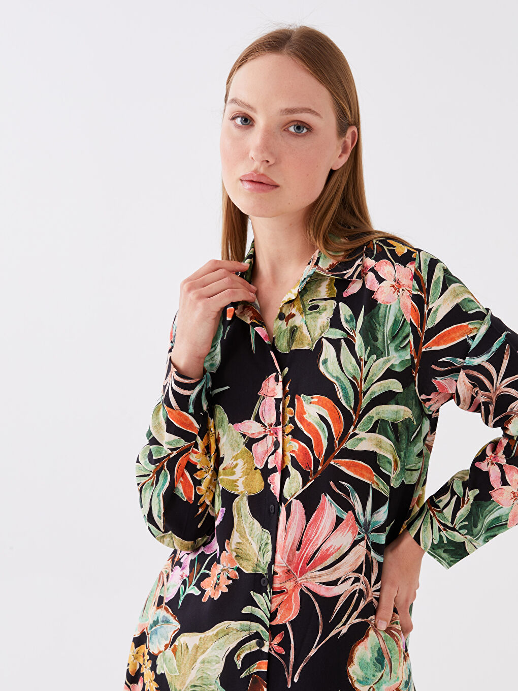 Patterned Women's Shirt Tunic-1