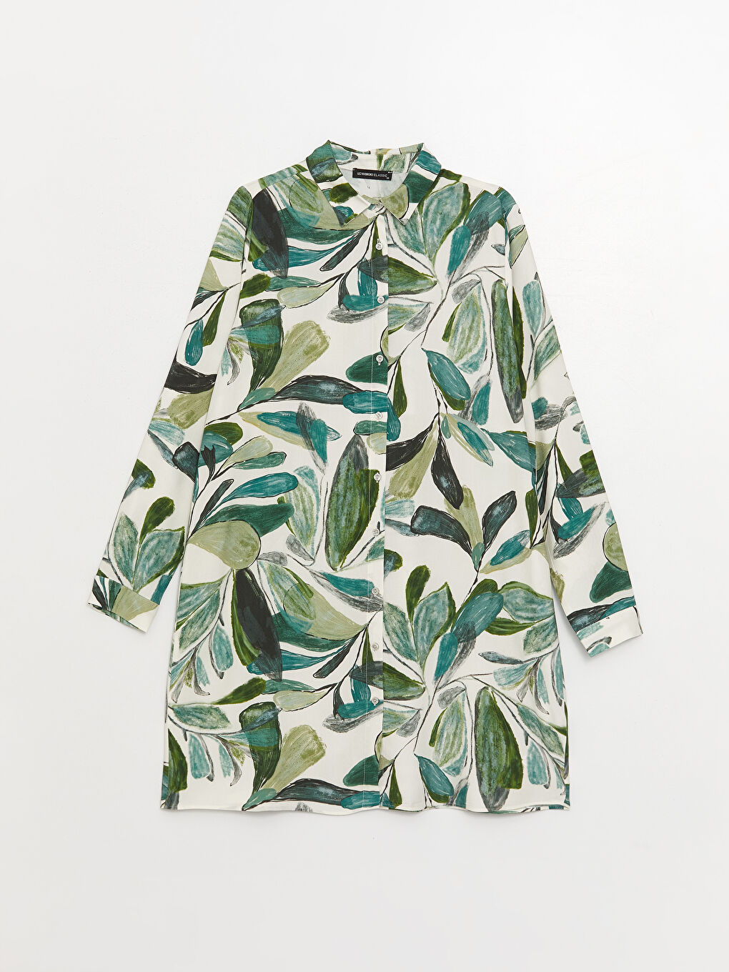 Yeşil Desenli Kadın Gömlek Tunik-5