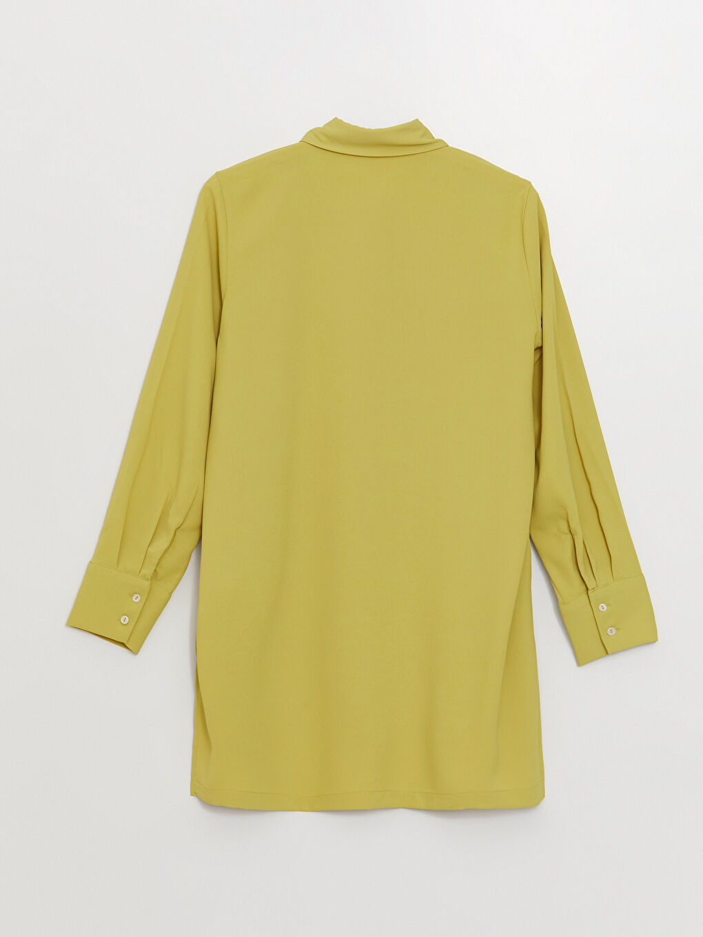 Sarı Düz Uzun Kollu Kadın Gömlek Tunik-6