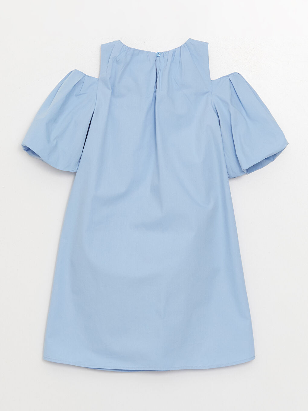 Lila Bisiklet Yaka Basic Kısa Kollu Poplin Kız Çocuk Elbise-1