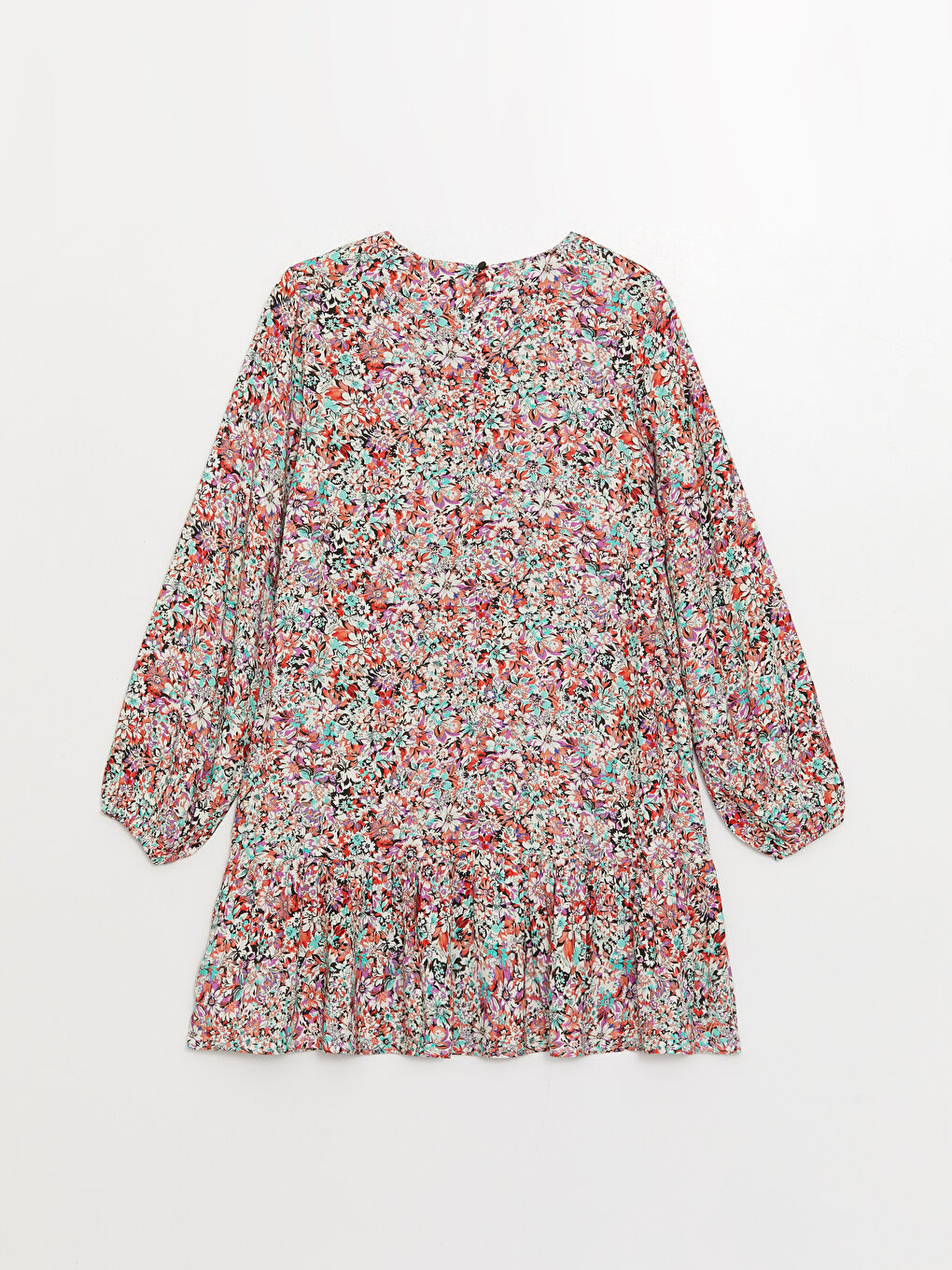 Karışık Bisiklet Yaka Çiçekli Uzun Kollu Kadın Tunik-5