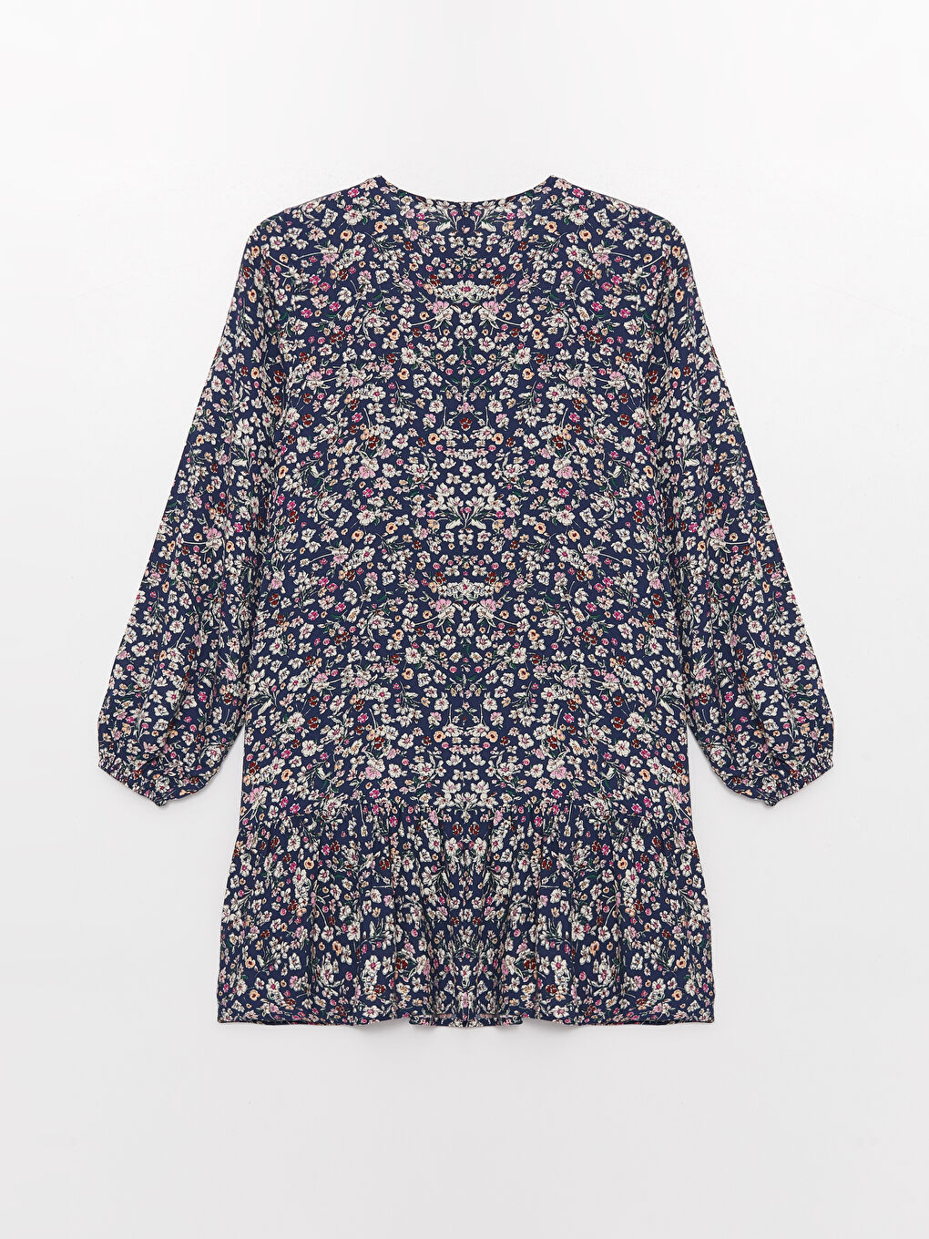 تونيك كم طويل مُزهر بياقة دائرية للسيدات-6