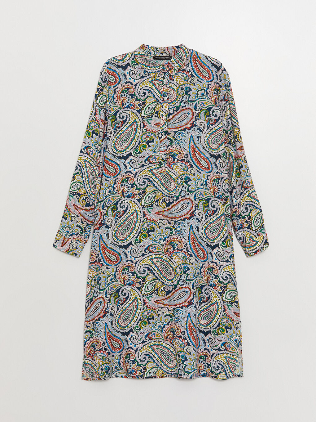 Karışık Desenli Uzun Kollu Oversize Kadın Gömlek Tunik-5