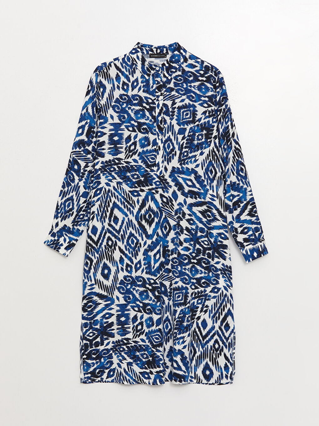 Tunique Chemise Oversize à Manches Longues à Motifs pour Femmes-5