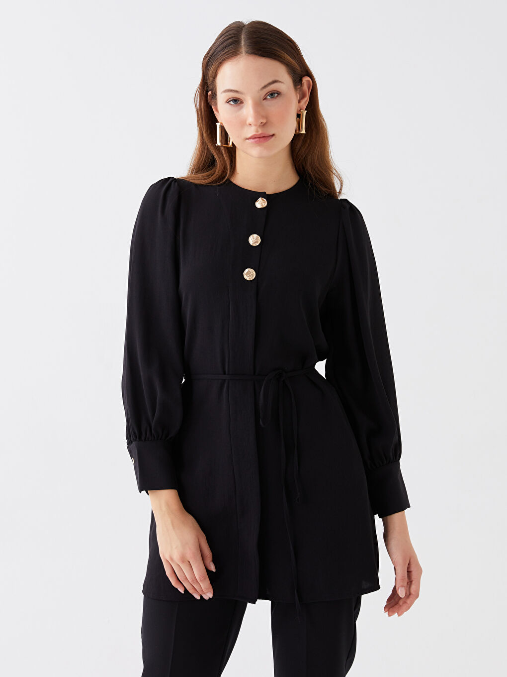 Crew Neck Plain Long Sleeve Women's Tunic