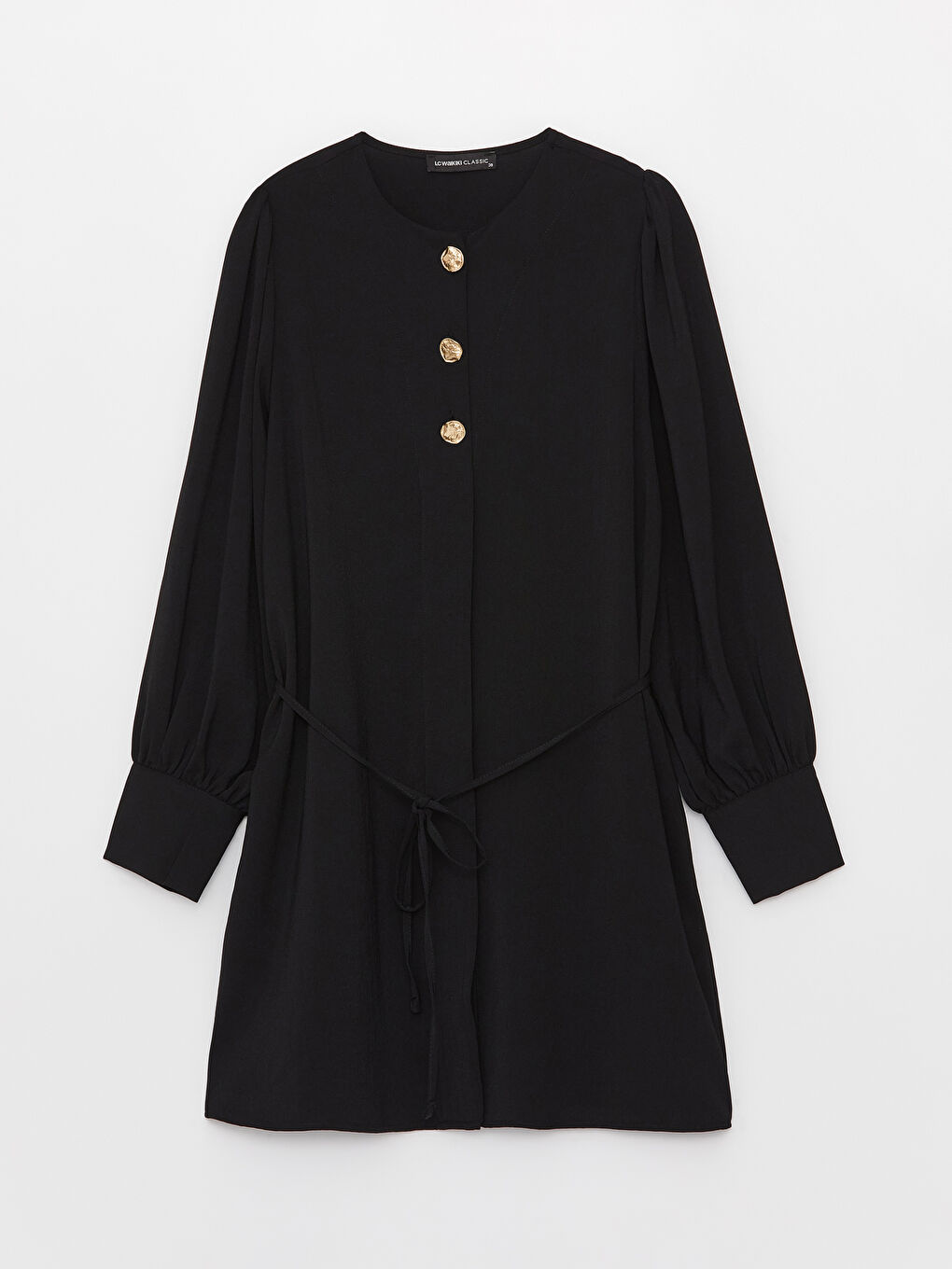 Crew Neck Plain Long Sleeve Women's Tunic-5