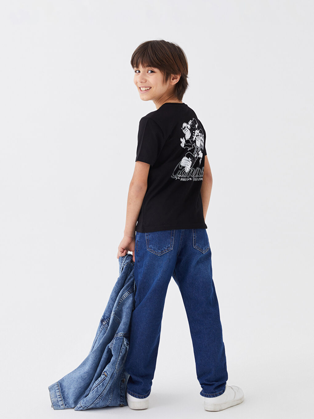 Crew Neck Nostalgic Monkey Printed Short Sleeve Unisex Kids T-Shirt-4