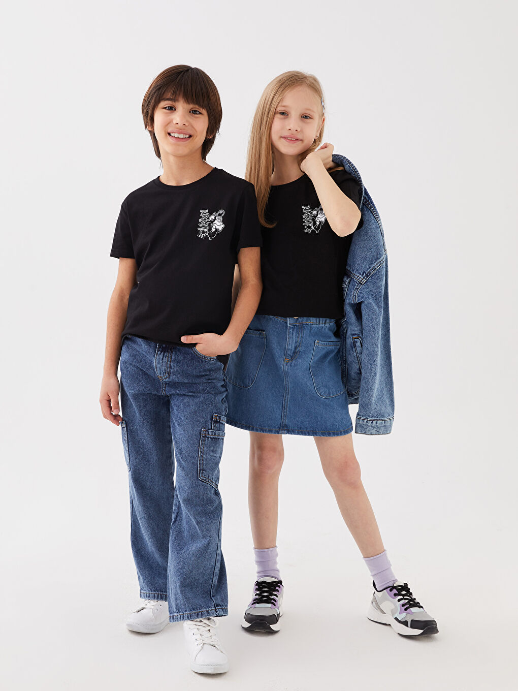 Crew Neck Nostalgic Monkey Printed Short Sleeve Unisex Kids T-Shirt-1