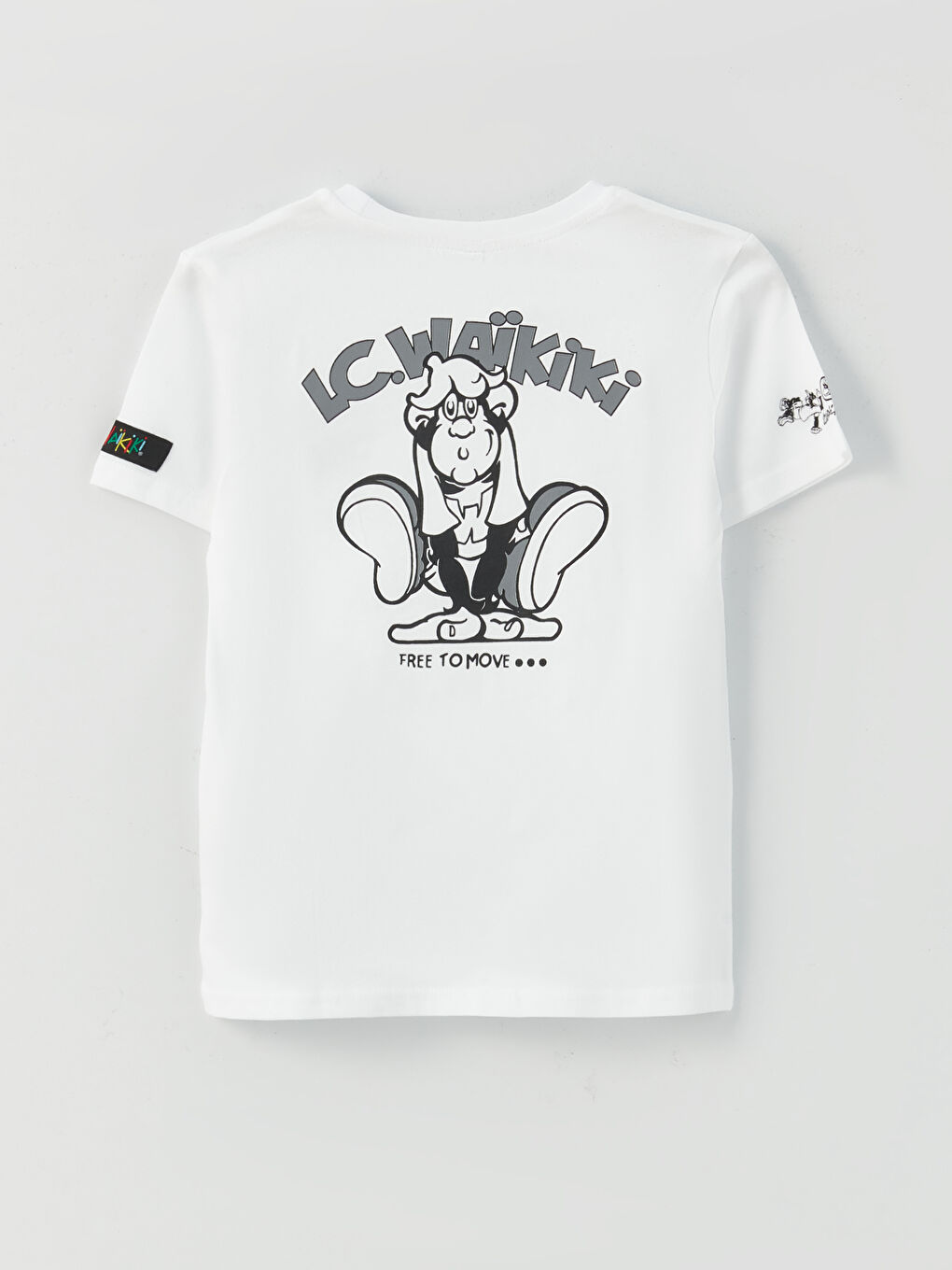 Beyaz Bisiklet Yaka Nostaljik Maymun Baskılı Kısa Kollu Unisex Çocuk Tişört-8