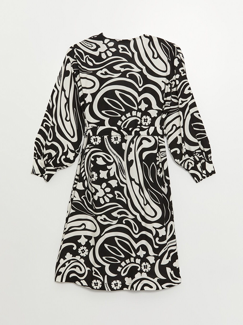 Siyah Şal Yaka Desenli Uzun Kollu Oversize Kadın Kimono-6