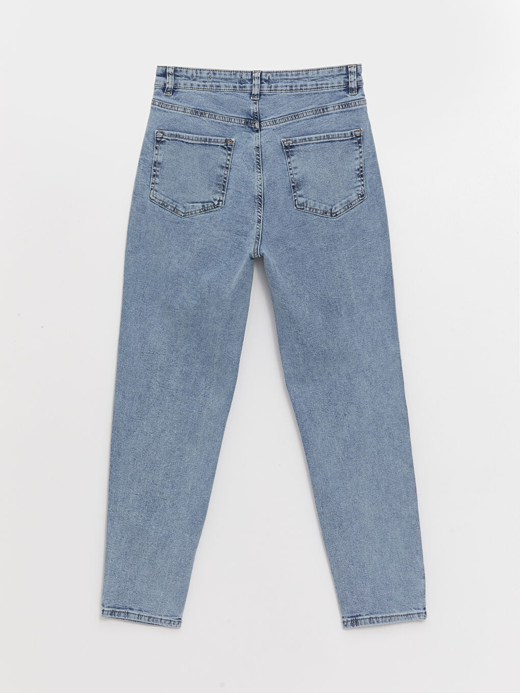 İndigo Normal Bel Mom Fit Kadın Jean Pantolon-1