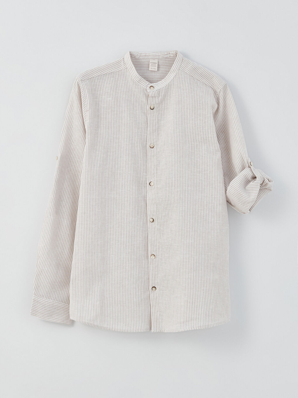 Ekru Hakim Yaka Keten Karışımlı Erkek Çocuk Gömlek ve Pantolon-2