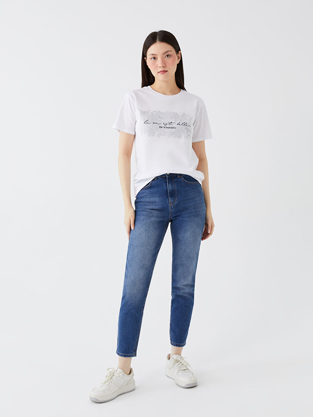 LCW Jeans Orta İndigo Rodeo Mom Fit Kadın Jean Pantolon - 1