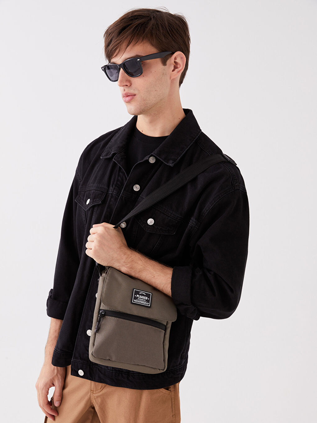 Label Detailed Men's Crossbody Bag