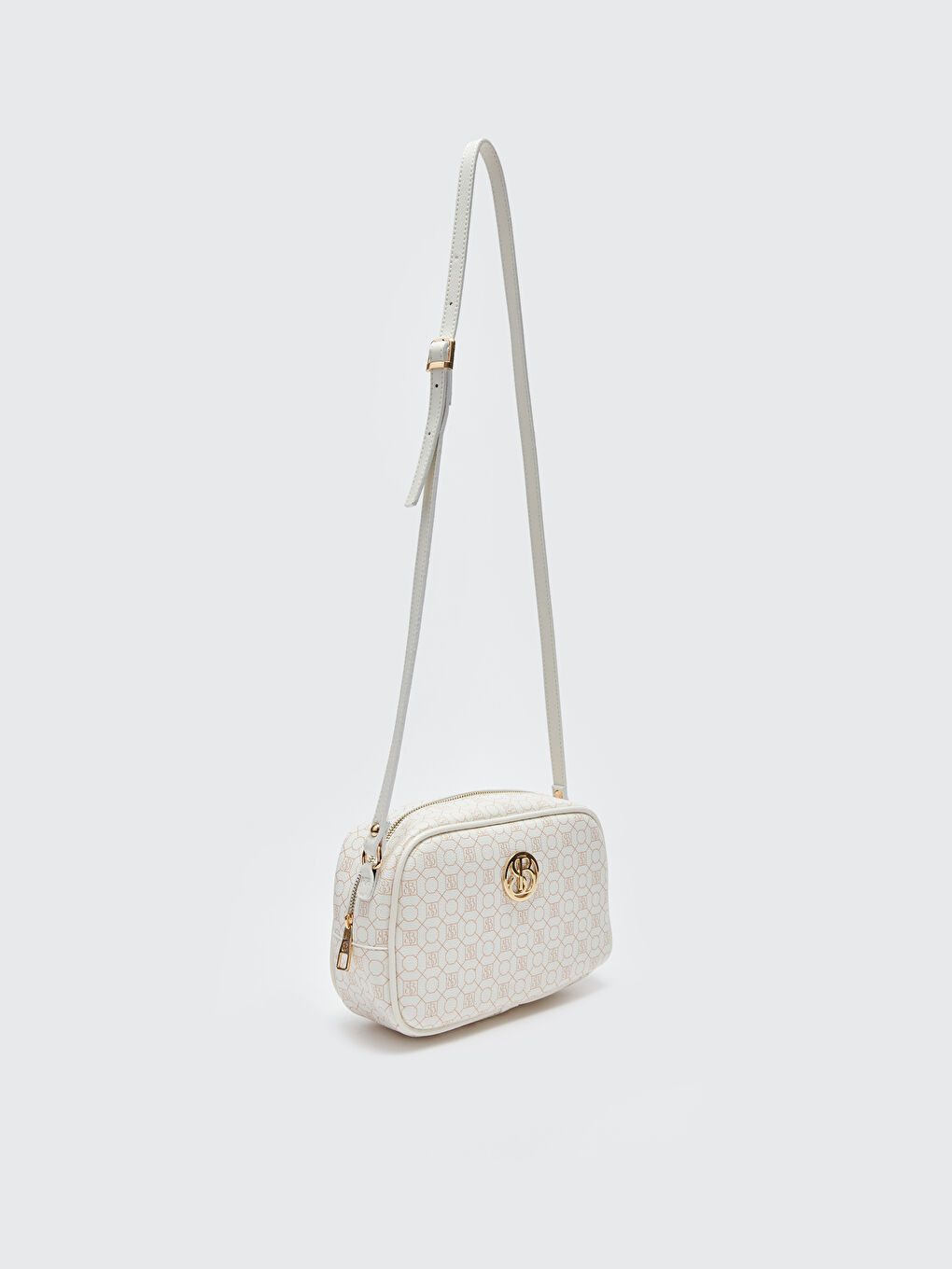 Beyaz Fermuarlı Kadın Omuz Çantası-4