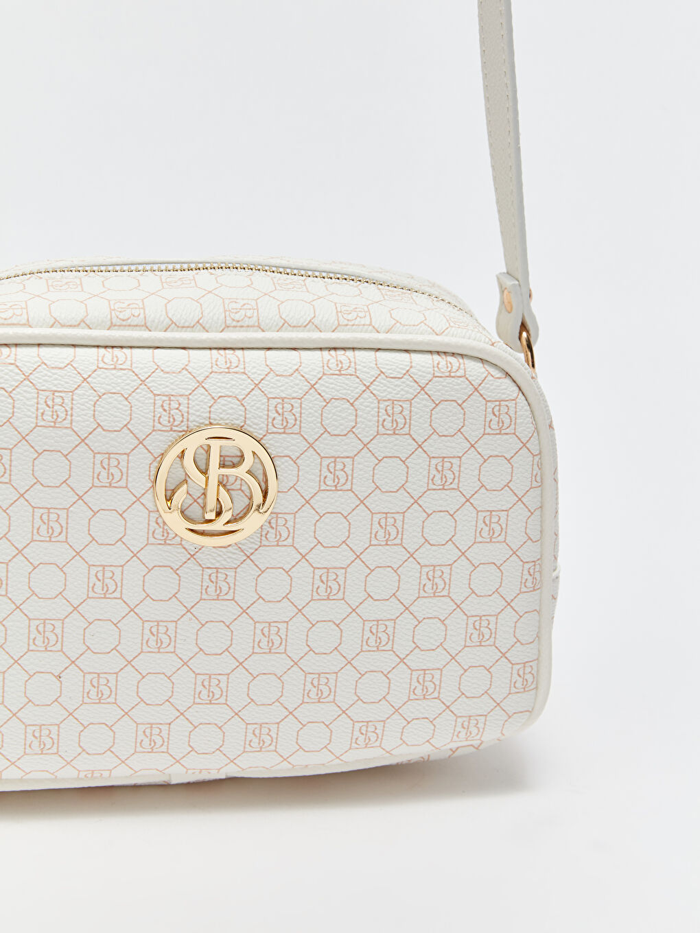 Beyaz Fermuarlı Kadın Omuz Çantası-6