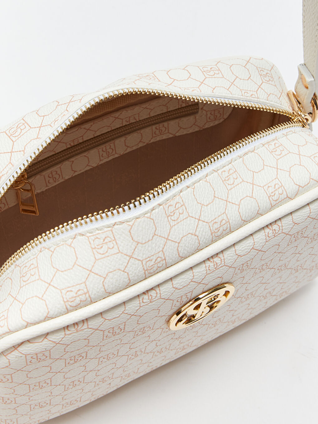 Beyaz Fermuarlı Kadın Omuz Çantası-7