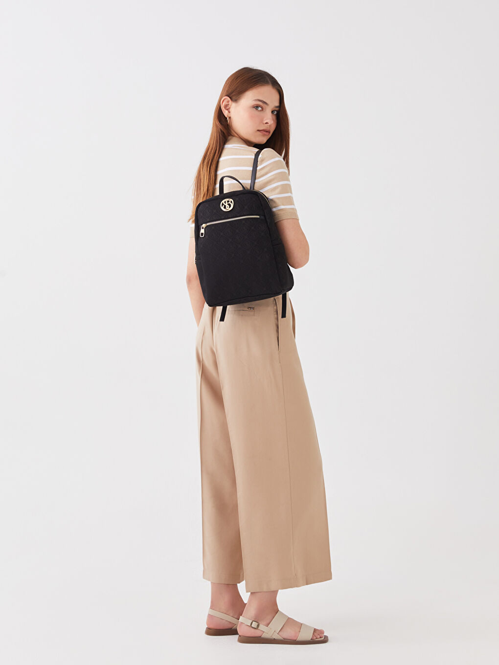 Siyah Desenli Kadın Sırt Çantası-1