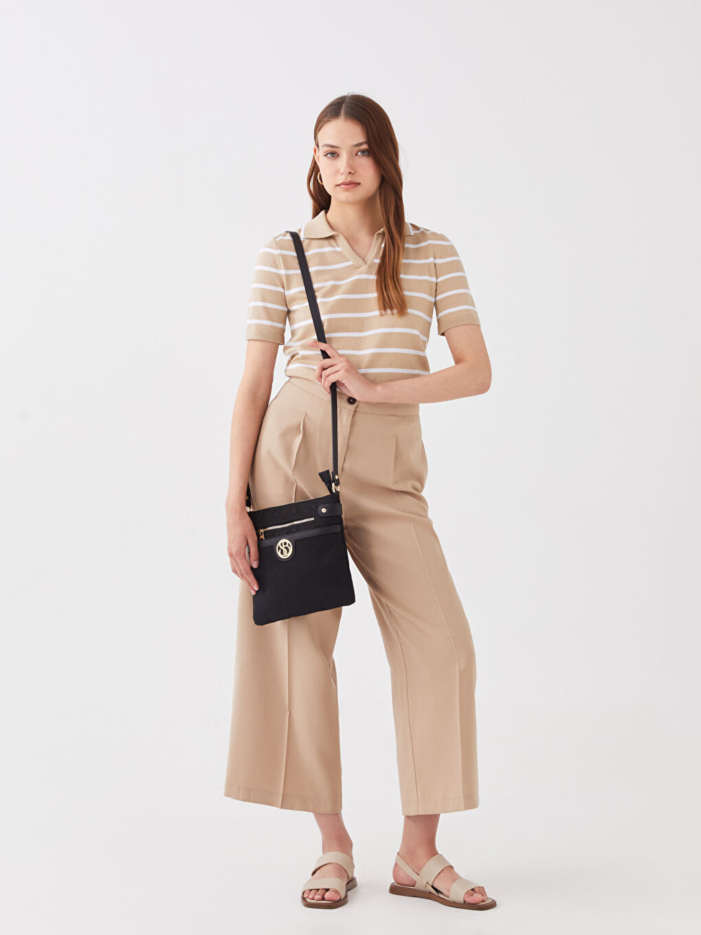 Siyah Desenli Kadın Çapraz Çanta-1