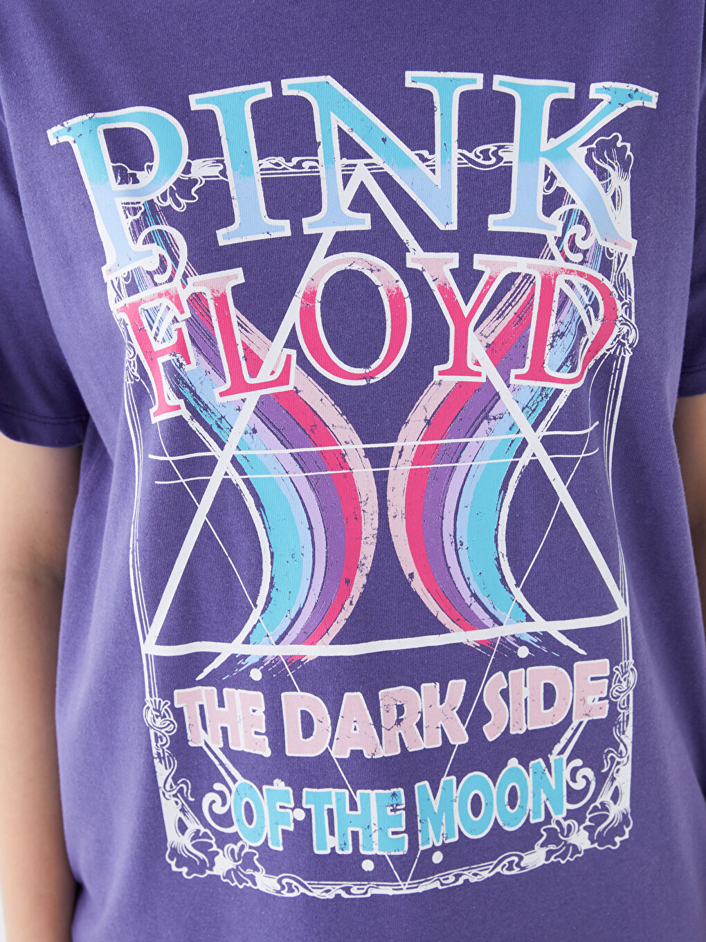 XSIDE Crew Neck Pink Floyd Printed Short Sleeve Women's T-Shirt -S3IL63Z8-RXX