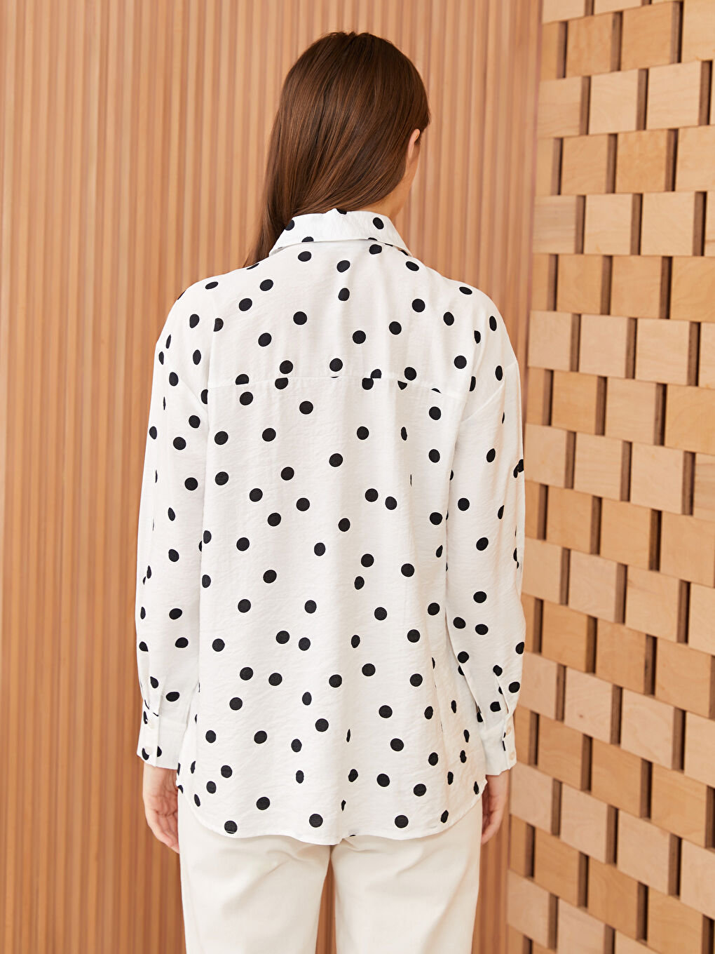 LCW Modest Polka Dot Long Sleeve Women's Shirt -S3IL75Z8-LRA