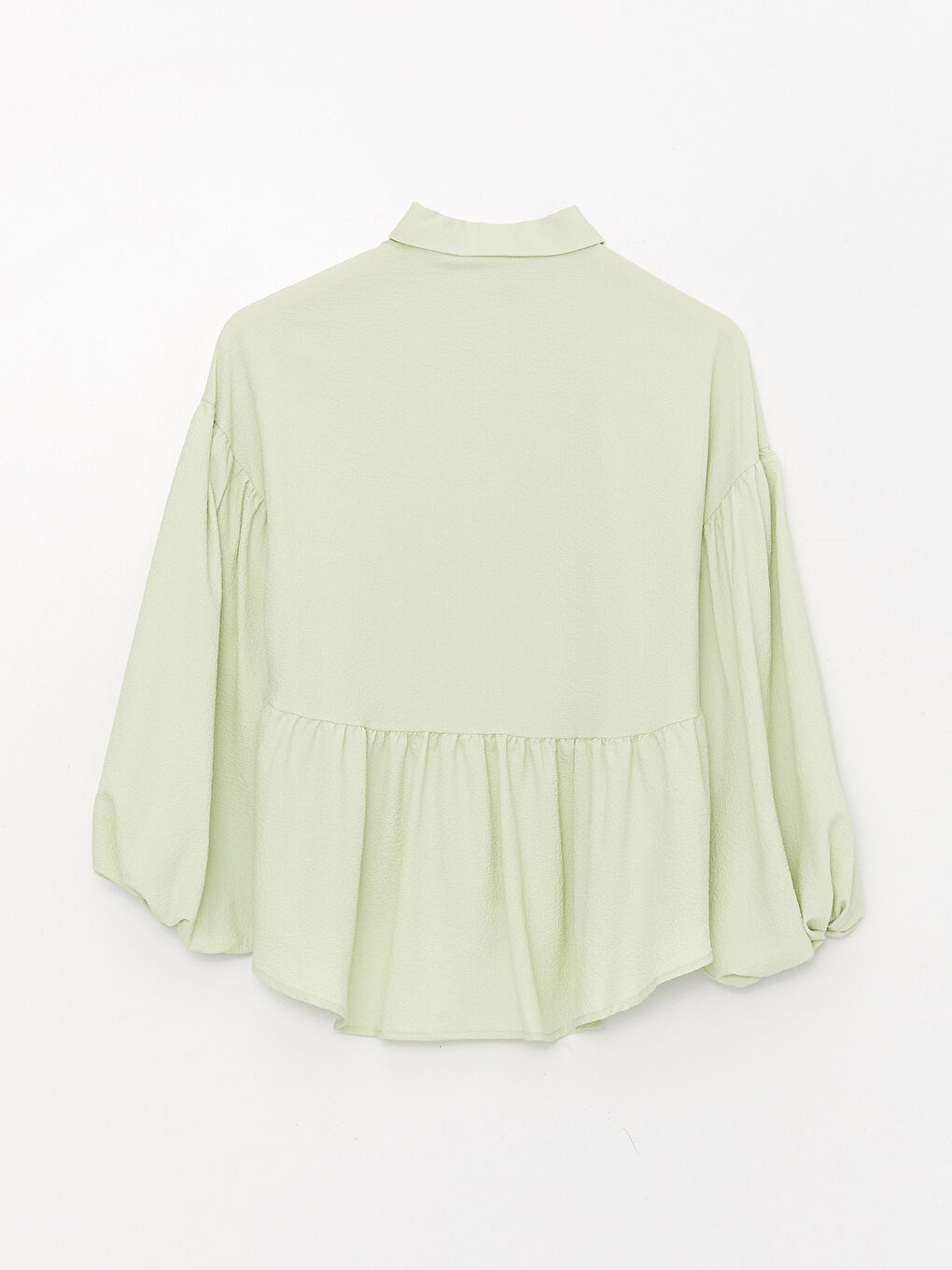 Yeşil Düz Uzun Kollu Oversize Kadın Gömlek-6