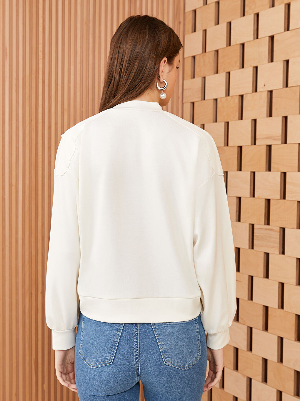 Funnel Neck Plain Long Sleeve Women's Tunic-4