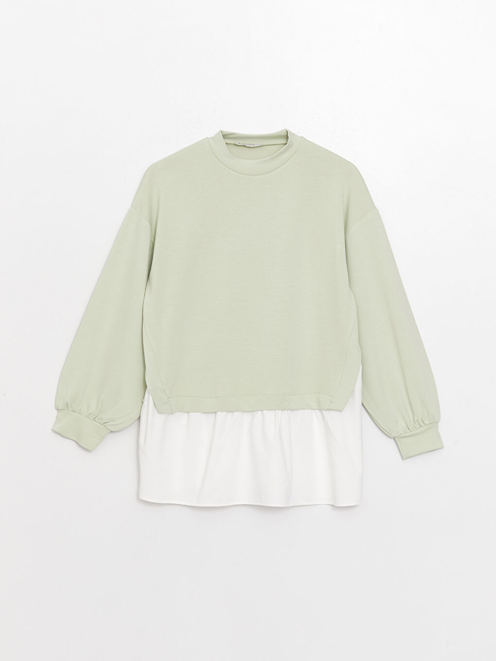 تونيك سويتشيرت كم طويل سادة بياقة دائرية للسيدات-5