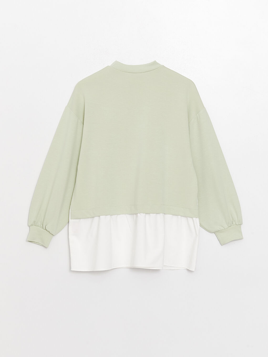 تونيك سويتشيرت كم طويل سادة بياقة دائرية للسيدات-6