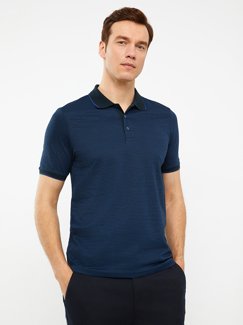 Mercerized Polo Neck Short Sleeve Men's T-Shirt