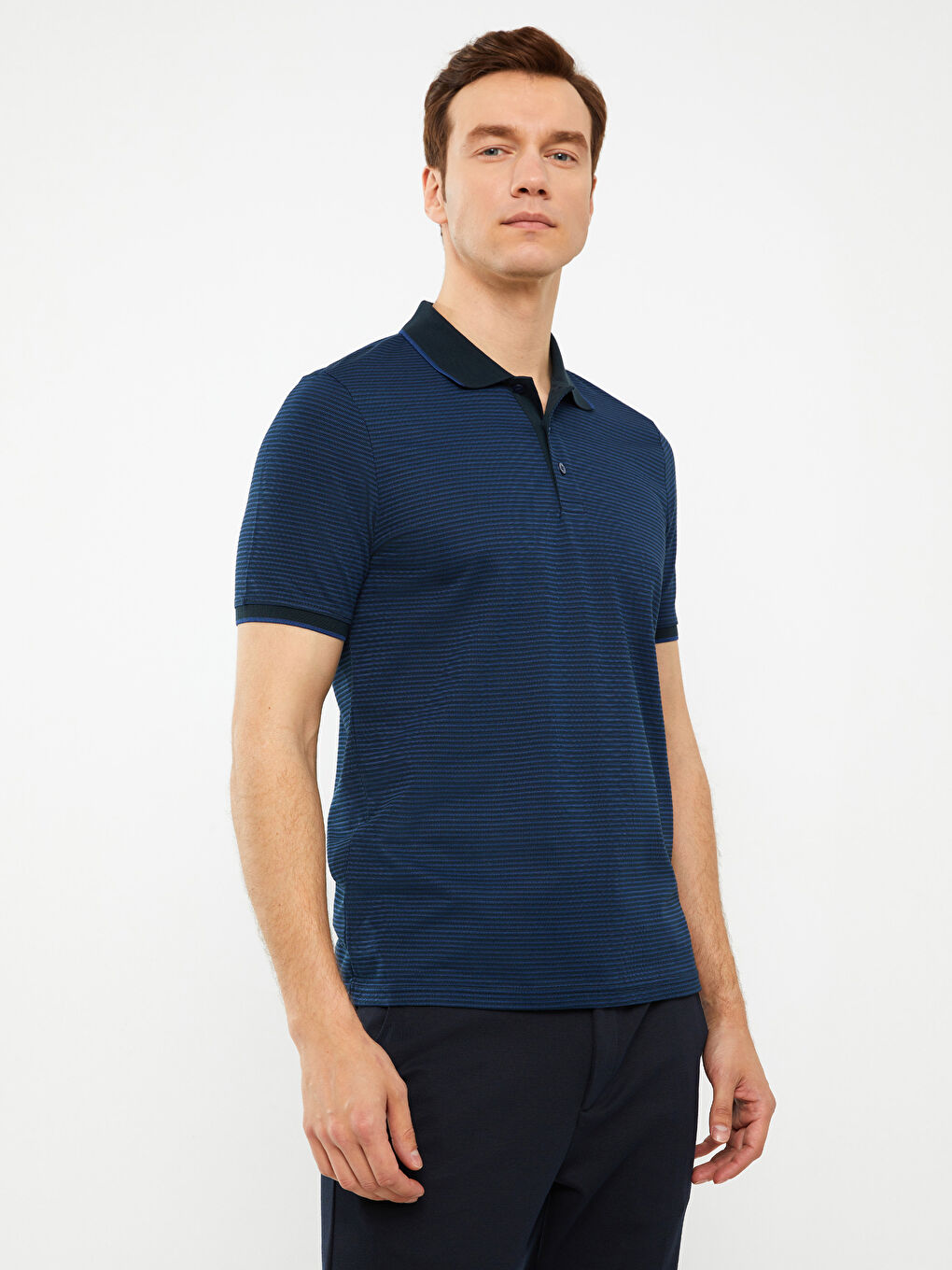 Mercerized Polo Neck Short Sleeve Men's T-Shirt-1