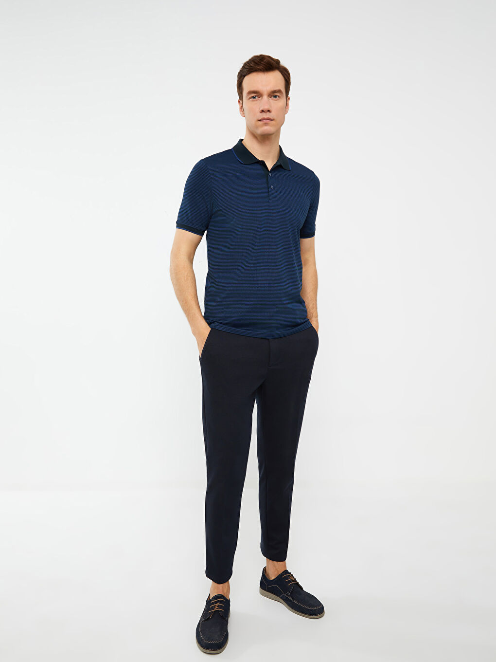 Mercerized Polo Neck Short Sleeve Men's T-Shirt-2