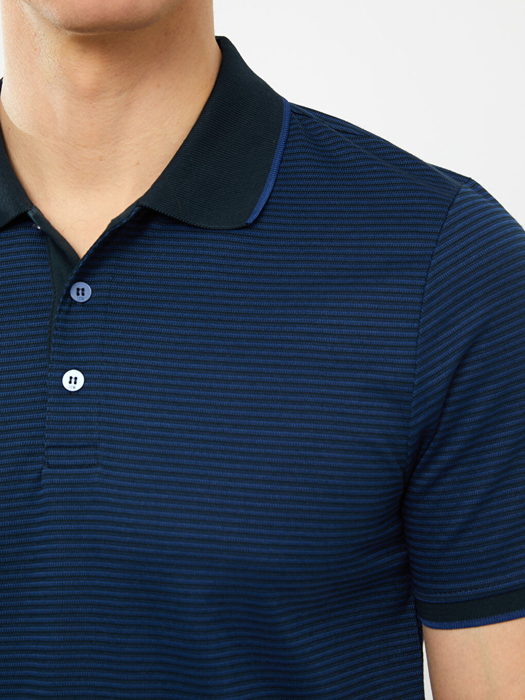 Mercerized Polo Neck Short Sleeve Men's T-Shirt-3