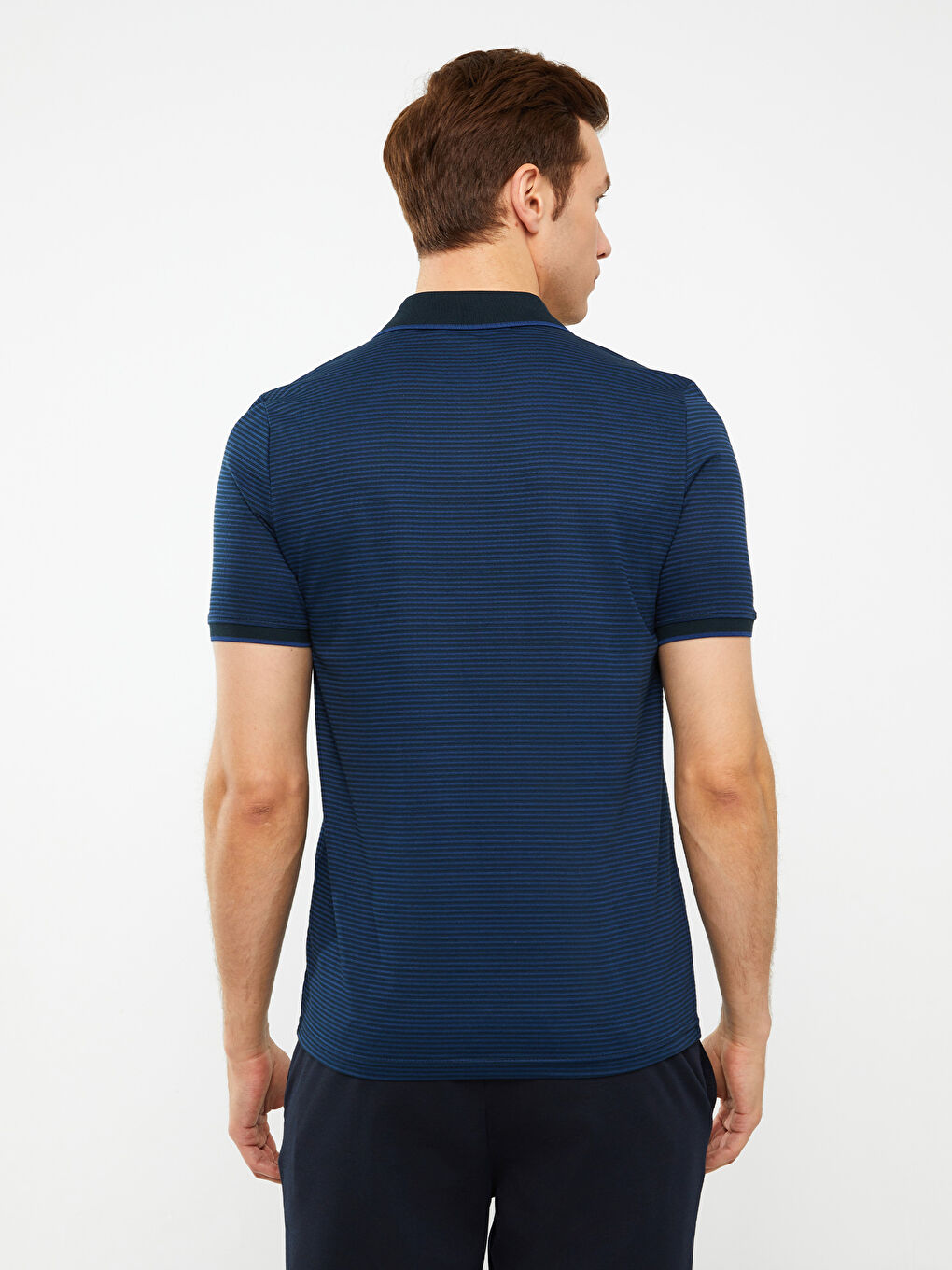 Mercerized Polo Neck Short Sleeve Men's T-Shirt-4