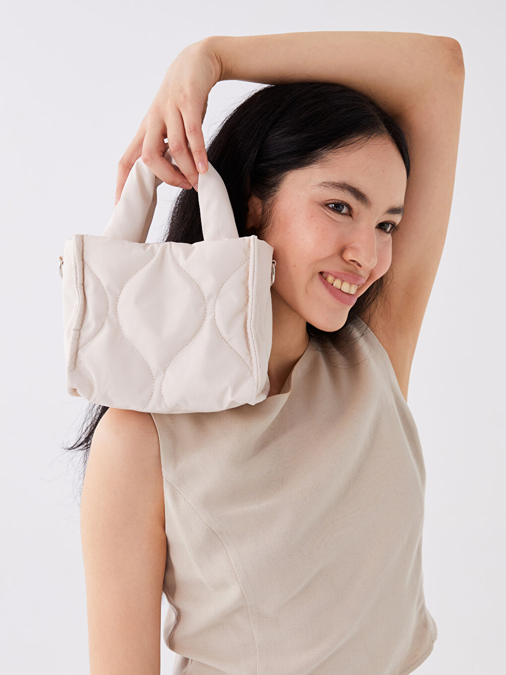 Ekru Desenli Kadın Çapraz Çanta