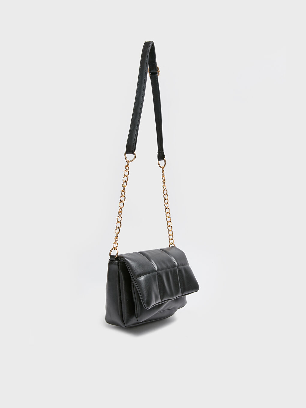 Siyah Deri Görünümlü Kadın Çapraz Çanta-3