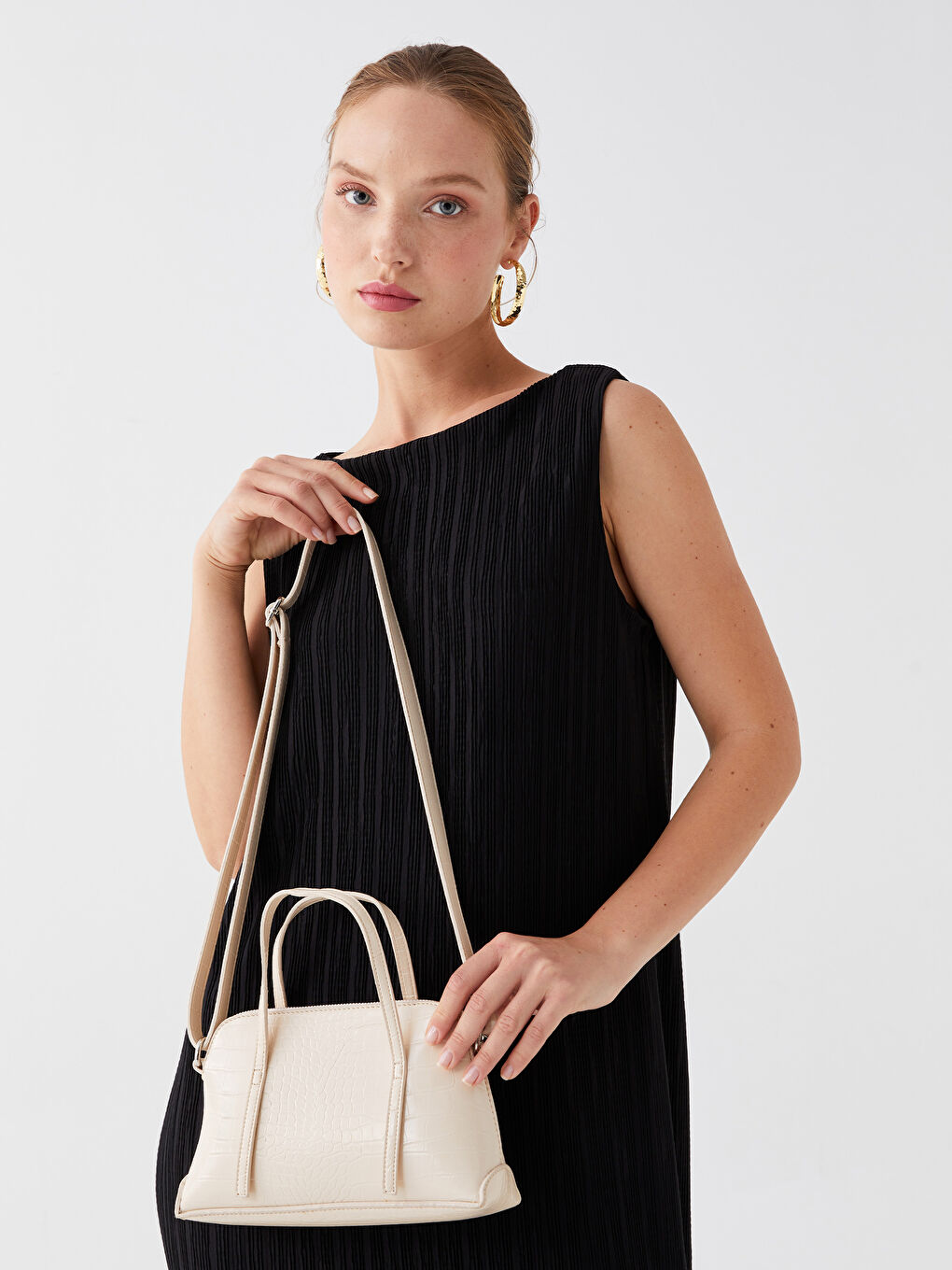 Әйелдерге арналған қолтырауын матасы иық сөмкесі-1