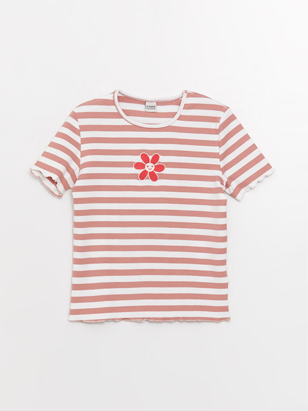 Crew Neck Striped Short Sleeve Girls' T-Shirt