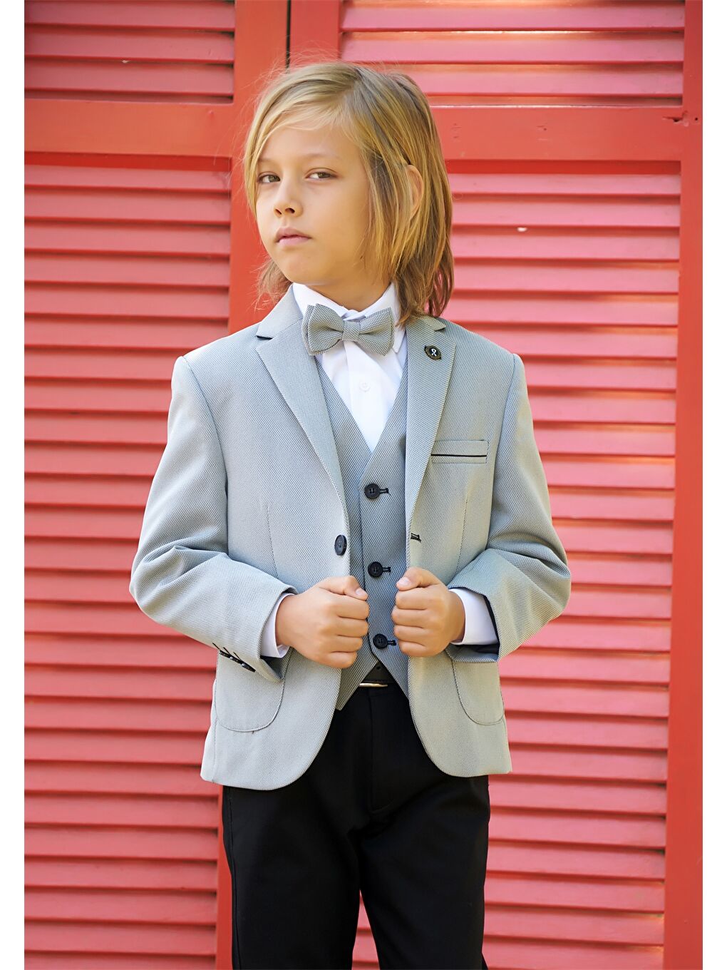 Gri Erkek Çocuk Takım Elbise