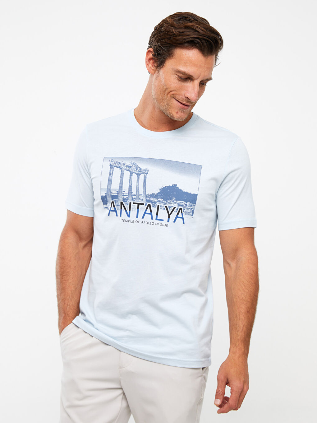 تيشيرت ياقة دائرية كم قصير مطبوع أنطاليا جيرسي للرجال