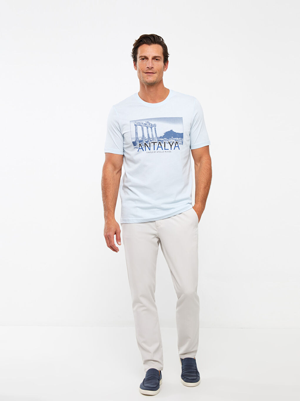 تيشيرت ياقة دائرية كم قصير مطبوع أنطاليا جيرسي للرجال-2