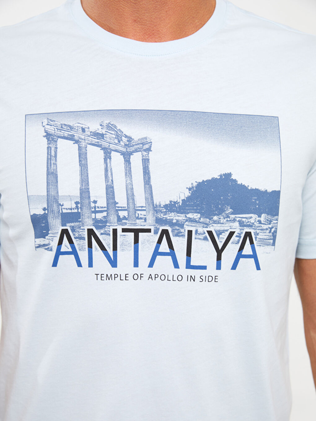 تيشيرت ياقة دائرية كم قصير مطبوع أنطاليا جيرسي للرجال-3