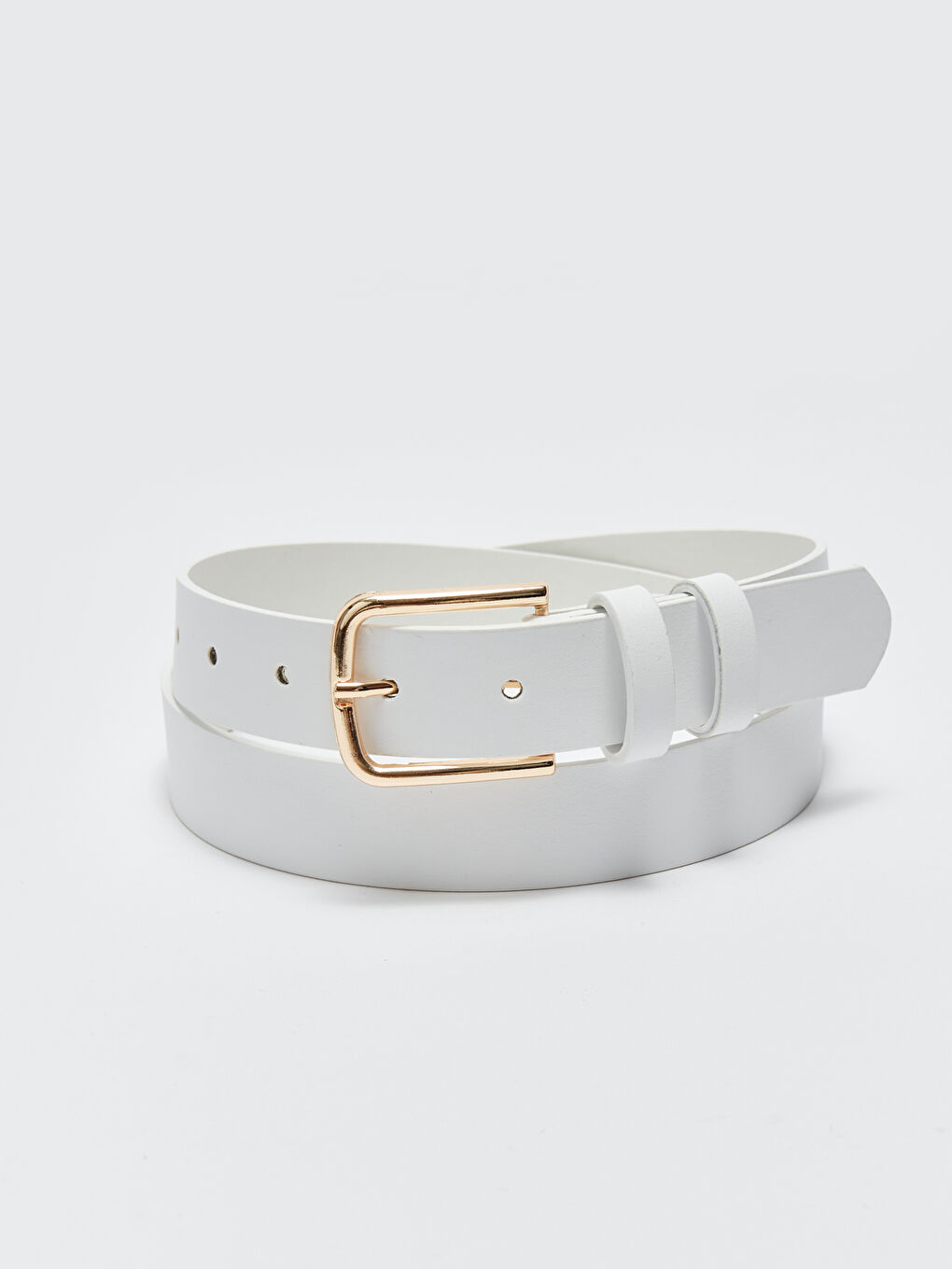 Beyaz Deri Görünümlü Kadın İnce Kemer