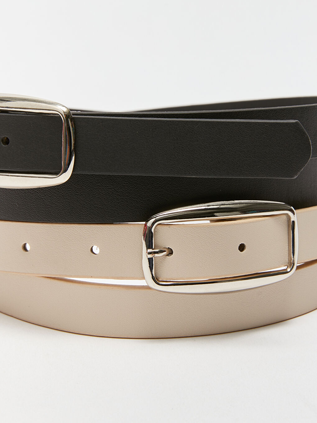 Siyah Deri Görünümlü Kadın Kemer 2'li-5