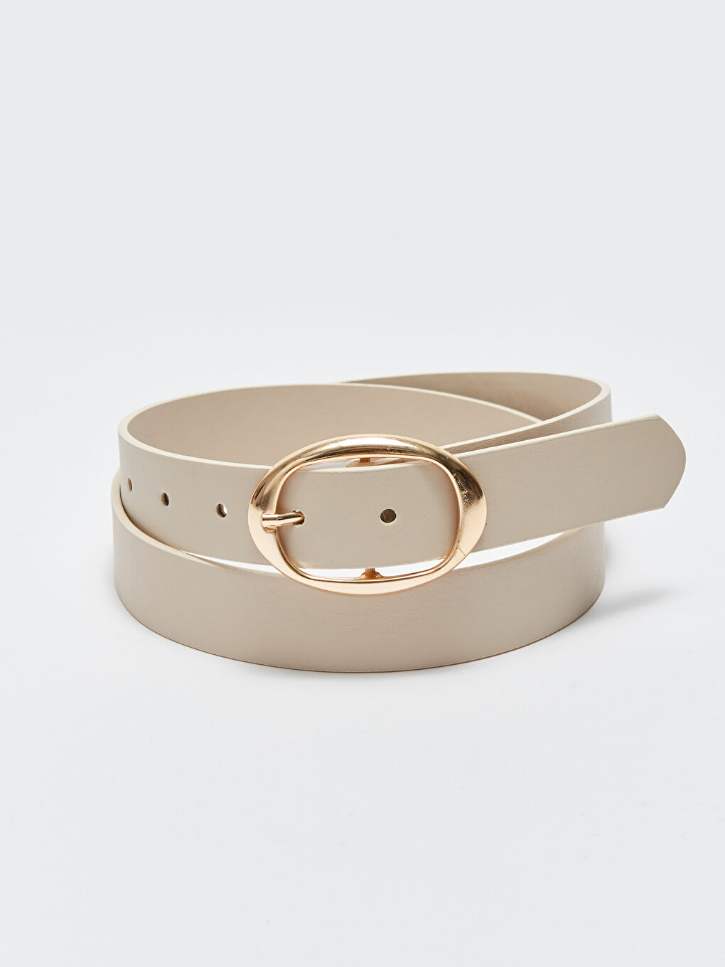 Bej Deri Görünümlü Kadın Kemer