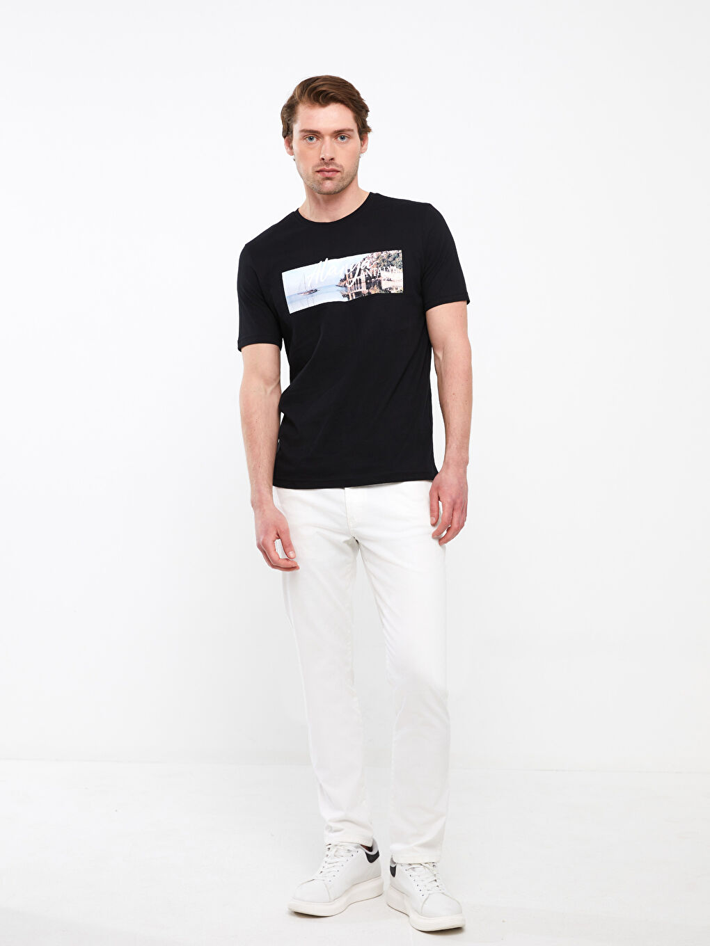 Crew Neck Short Sleeve Alanya Printed Jersey Men's T-Shirt-2