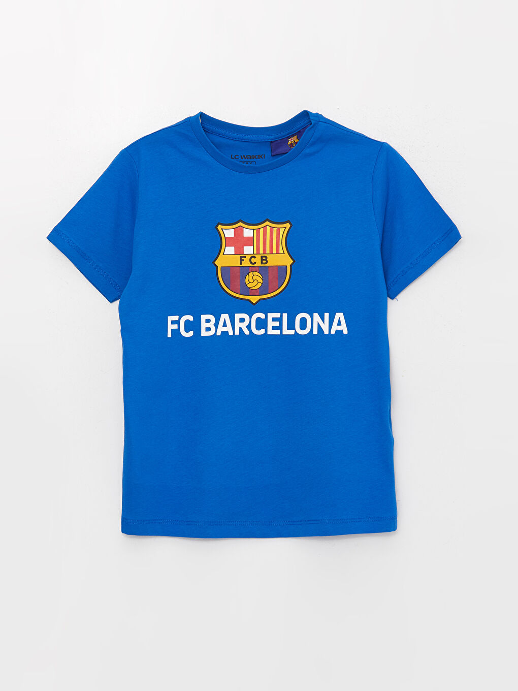 Mavi Bisiklet Yaka Barcelona Baskılı Kısa Kollu Erkek Çocuk Şortlu Pijama Takımı-1