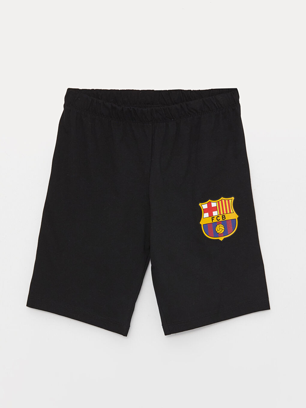 Mavi Bisiklet Yaka Barcelona Baskılı Kısa Kollu Erkek Çocuk Şortlu Pijama Takımı-2